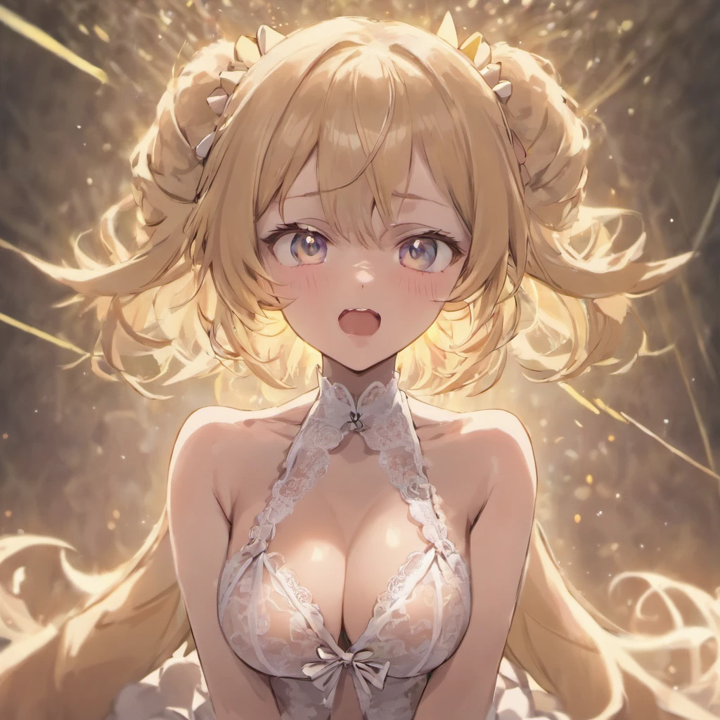 tied hair, bow hairband, longeyelashes,, clenched teeth, tsundere, Verism, cinematic lighting, god rays, close-up, Super detail Best quality, 8K, Masterpiece :1.3)), Sharp focus:1.2, ((Layered Hair Style, Huge breasts:1.2)),Highly detailed face and skin texture, Fine eyes, 二重まぶた, white stockings,Expose cleavage,Lace white transparent lingerie,hands behind body,couple,hugs,Sexual position masturbation sex