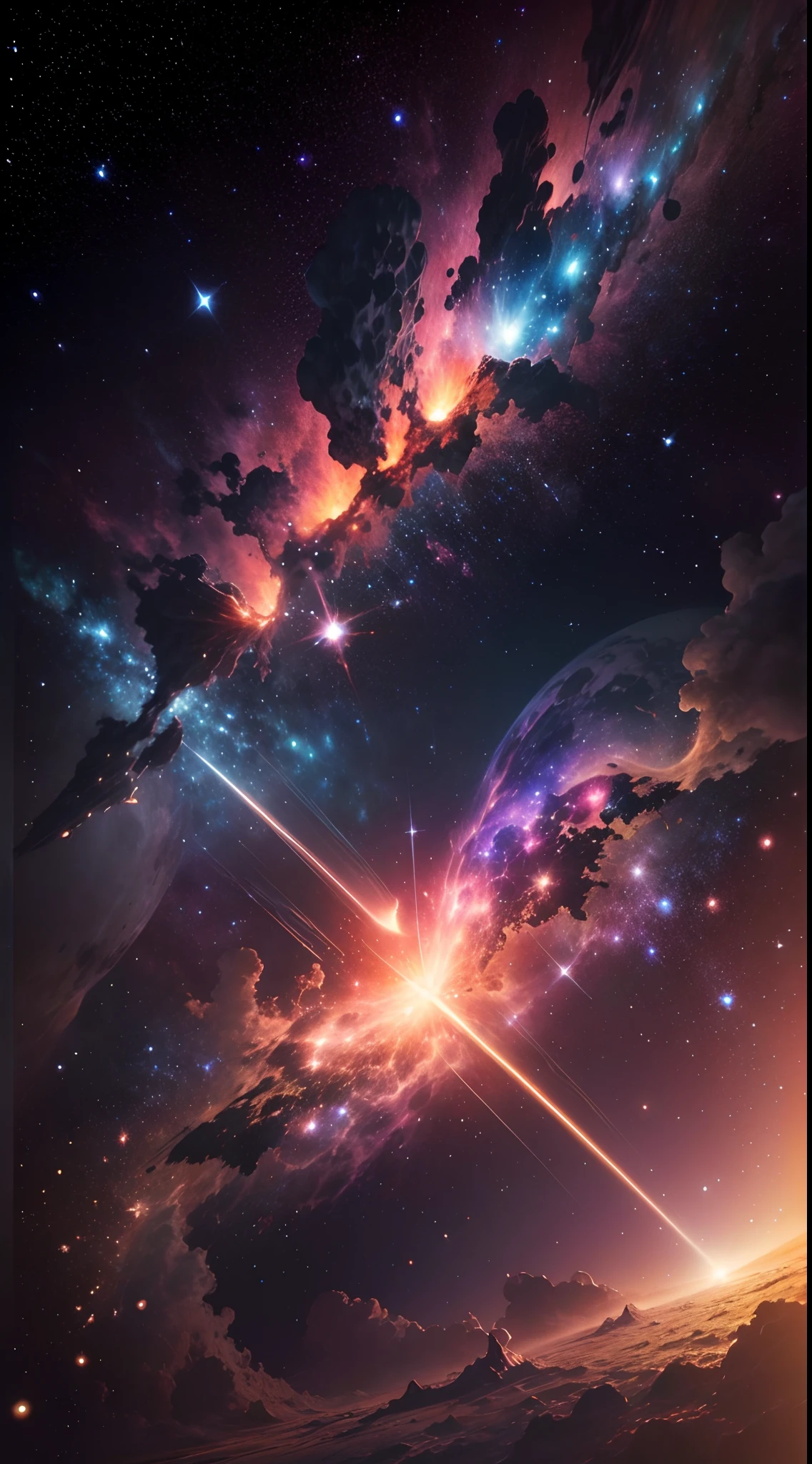 Ultra realistic 8k picture,space, beautiful and shiny stars, nebula