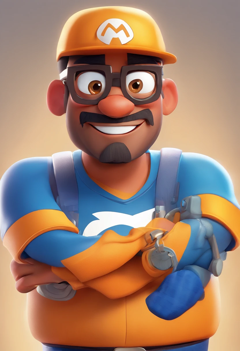 Cartoon character of a man with black glasses and a blue shirt, animation character, Caractere estilizado, animation style rendering, 3D estilizado, Arnold Maya render, 3 d render stylized, toon render keyshot, Personagem 3D, Personagem 3D, 3d rendering stylized, 3 d character render, personagem de desenho animado, Personagem de close up, Pose de personagem, (Estilo Pixar) (master part:1.2) (Bokeh) (best quality) (pele detalhada) (textura detalhada) (8k) (argila) (Cinematic lighting) (foco nítido