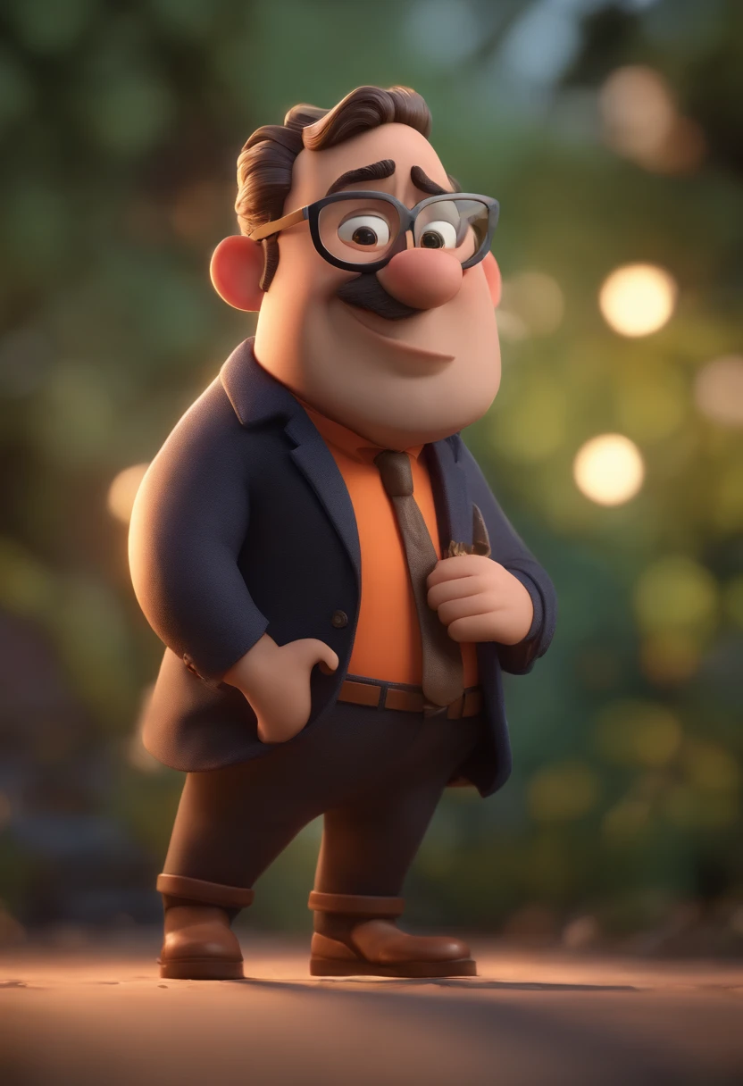 Cartoon character of a man with black round glasses, com barba preta,e uma camiseta preta, animation character, Caractere estilizado, animation style rendering, 3D estilizado, Arnold Maya render, 3 d render stylized, toon render keyshot, Personagem 3D, Personagem 3D, 3d rendering stylized, 3 d character render, personagem de desenho animado, Personagem de close up, Pose de personagem, (Estilo Pixar) (master part:1.2) (Bokeh) (best quality) (pele detalhada) (textura detalhada) (8k) (argila) (Cinematic lighting) (foco nítido
