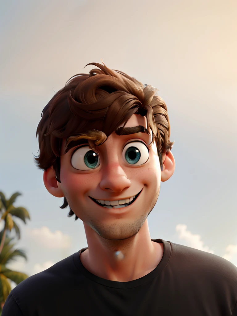 tmasterpiece,a melhor qualidade,Um homem com olhos,head shoot,estilo disney,Standing in the park,Muitos detalhes no rosto