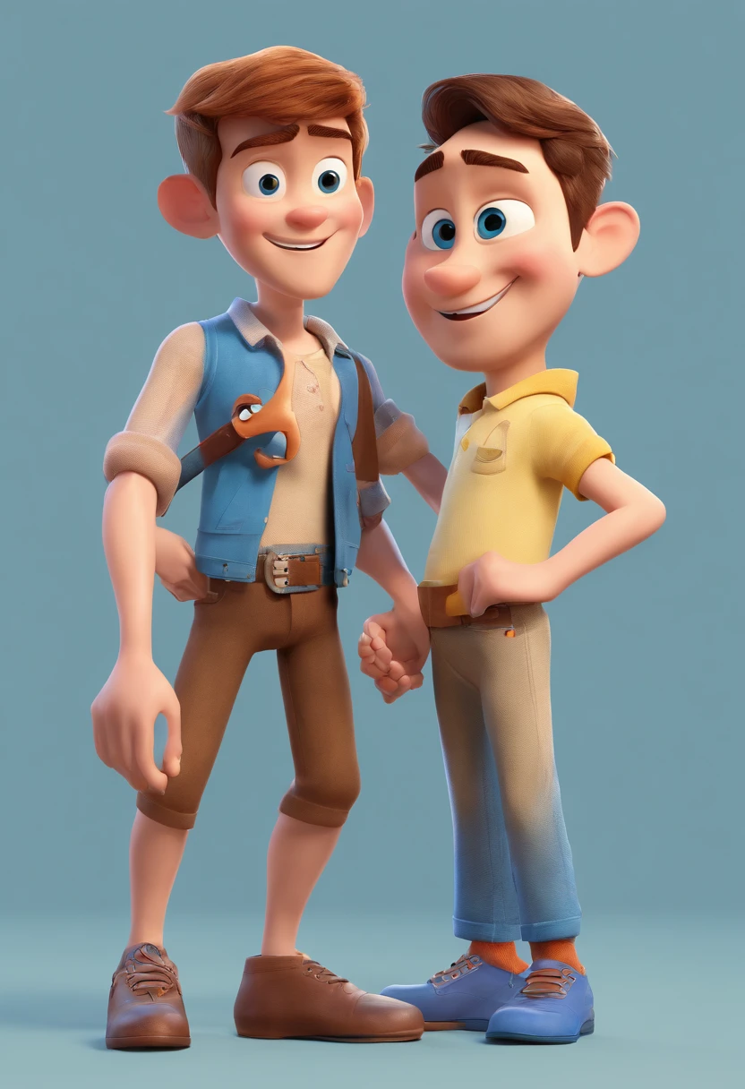 Estilo Pixar: The grown man is holding a naked blue-eyed boy and in his other hand he is holding a pair of scissors and is trying to cut off the boy's testicles,3D Poster,Disney