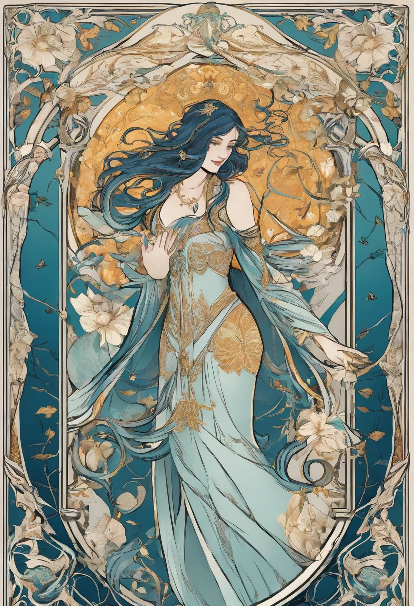 ((best quality)) , ((masterpiece)) , (detailed),Two League of Legends soldiers fight against three burning demon spirits in the splash art style.,((art nouveau style ， elegant, decorative, curvilinear forms, nature-inspired, ornate, detailed))