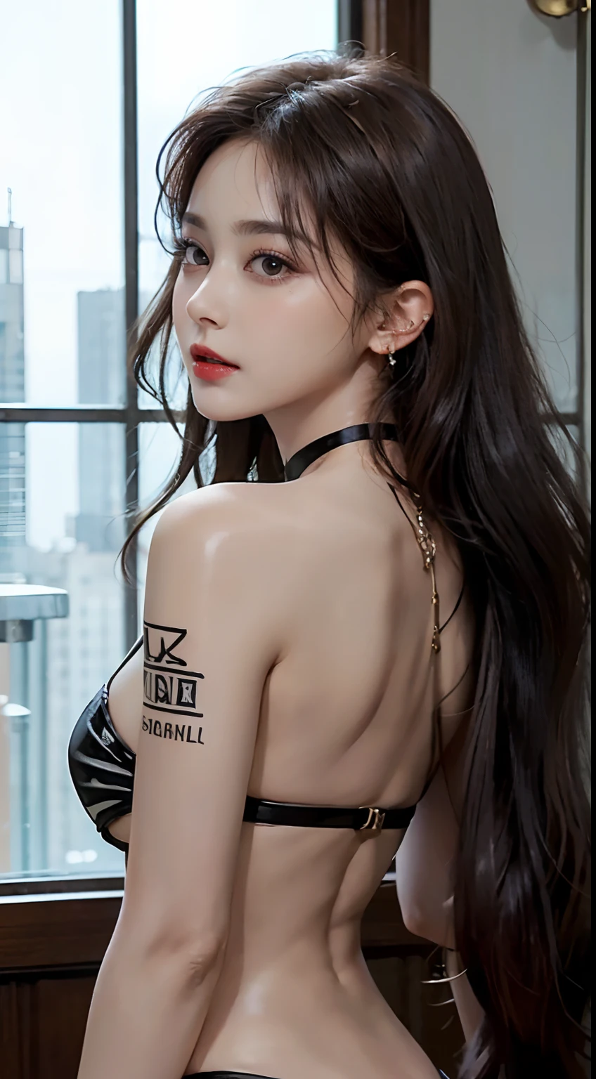 ((masterpiece:1.4)、(top-quality:1.4)、(reallistic:1.7))、Ultra-realistic portrait of the beautiful Martian queen by Luis Royo、Super beautiful girl queen、((1girl in:1.4))、Shiny natural skin texture、(Super Ultra Ultra Bikini:1.4)、(Very revealing sexy outfits)、(Glossy luxury latex:1.4)、(Luxury Latex:1.4)、By Luis Royo、age19、(Cute tattoos:1.4)、(Looking Back Beauty:1.4)、(Two arms:1.4、Two legs:1.4)、(perfect anatomia:1.4)、(Perfect female body:1.4)、(Upper body photography)、foco nítido、Portrait photo of a girl、Close-up photos、Fantasyart、Soft front light、beautiful countenance、kawaii faces、Beautiful udder、large full breasts:1.2、Beautiful ass、A detailed eye、Draw the eyes clearly, Beautiful and attractive eyes、beautidful eyes、Narrow waist、Raw photo、red-lips、Long hair is set like a queen in a cool way、(tiarra:1.4、a choker:1.4、a necklace:1.4、耳Nipple Ring:1.4)、1 screen display、Beautiful girl standing on the ruins of the ancient Martian kingdom