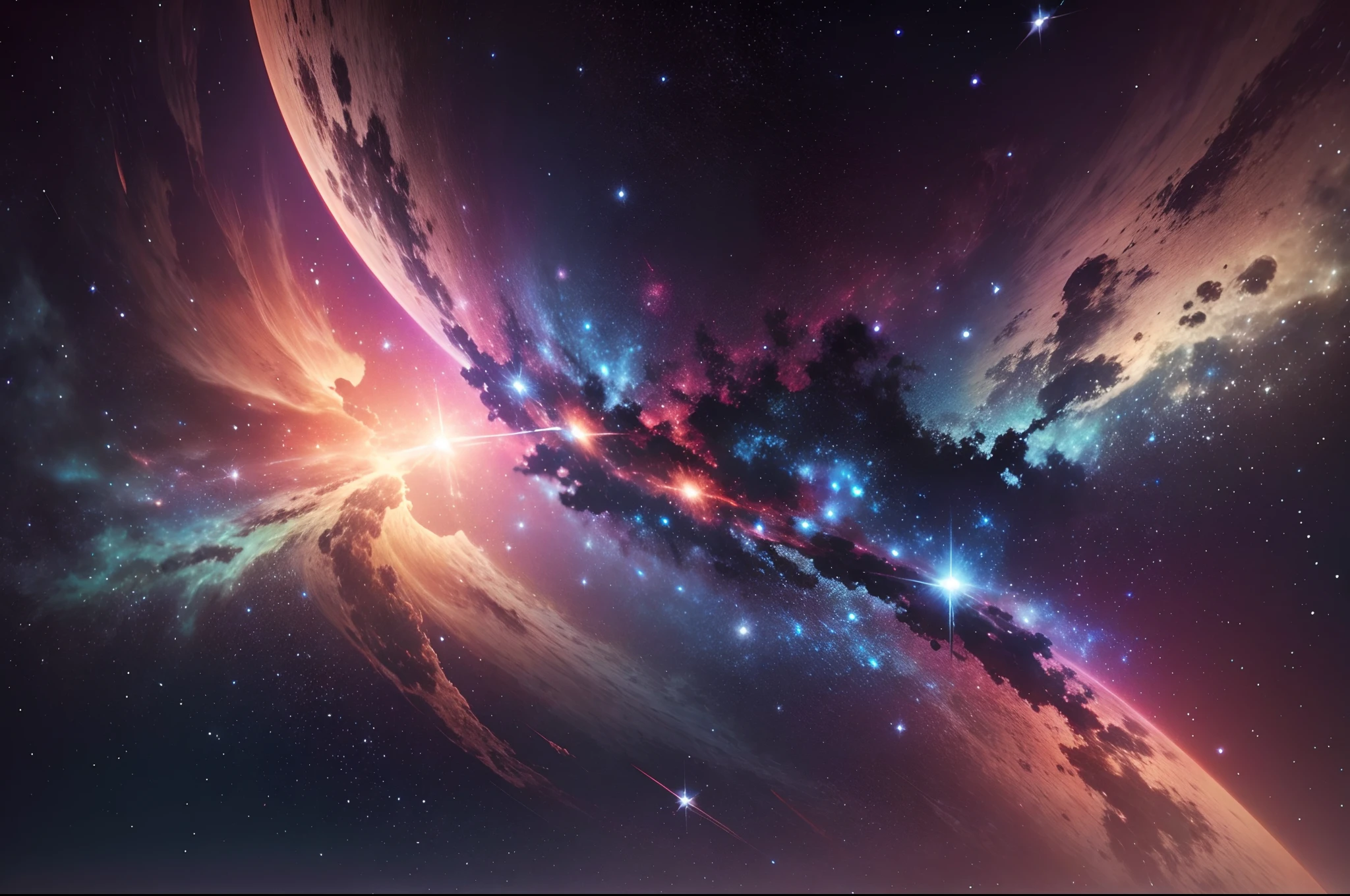 A view of a galaxy with a star in the background - SeaArt AI