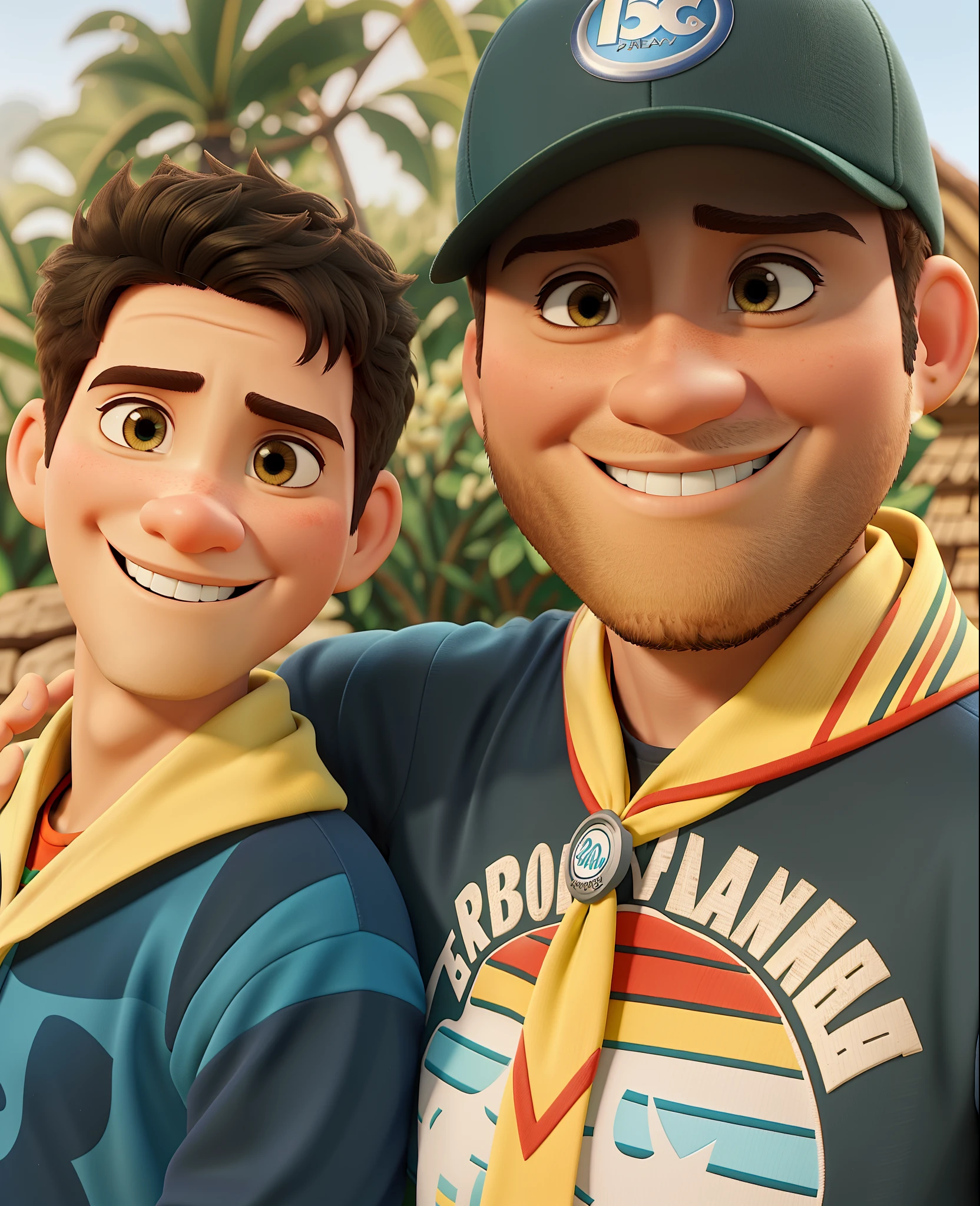 Pai e folho no estilo Disney Pixar, alta qualidade, melhor qualidade