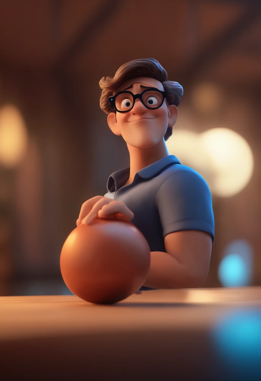 Cartoon character of a man with black glasses and a blue shirt, animation character, Caractere estilizado, animation style rendering, 3D estilizado, Arnold Maya render, 3 d render stylized, toon render keyshot, Personagem 3D, Personagem 3D, 3d rendering stylized, 3 d character render, personagem de desenho animado, Personagem de close up, Pose de personagem,  (Estilo Pixar) (master part:1.2) (Bokeh) (best quality) (pele detalhada) (textura detalhada) (8k) (argila) (Cinematic lighting) (foco nítido