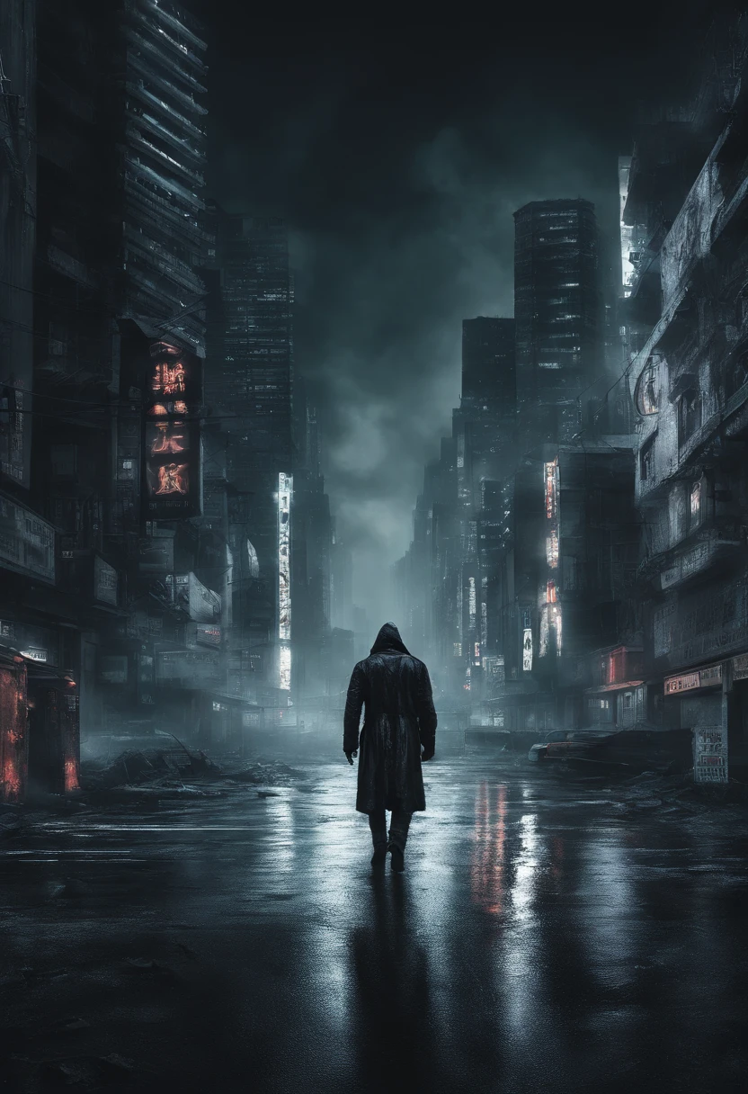 Man walking on the road at night, cyberpunk blade runner art, in the cyberpunk city, cyberpunk street, cyberpunk art style, futuristic street, cyberpunk themed art, Detailed Neon Cyberpunk City, Cyberpunk in Cyberpunk City, Cyberpunk dream landscape, in a futuristic cyberpunk city, Cyberpunk City, cyberpunk city street, busy cyberpunk metropolis, futuristic city street, cyberpunk vibe