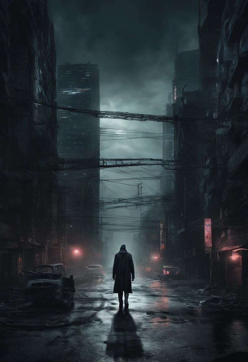 Man walking on the road at night, cyberpunk blade runner art, in the cyberpunk city, cyberpunk street, cyberpunk art style, futuristic street, cyberpunk themed art, Detailed Neon Cyberpunk City, Cyberpunk in Cyberpunk City, Cyberpunk dream landscape, in a futuristic cyberpunk city, Cyberpunk City, cyberpunk city street, busy cyberpunk metropolis, futuristic city street, cyberpunk vibe