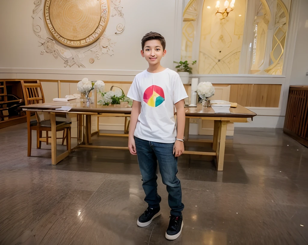 Boy wearing a white-sleeved shirt