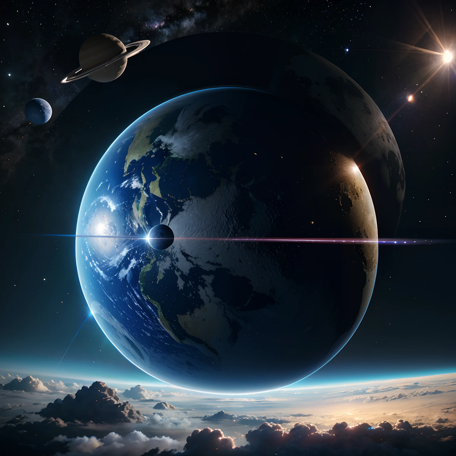 3d anime with space planet