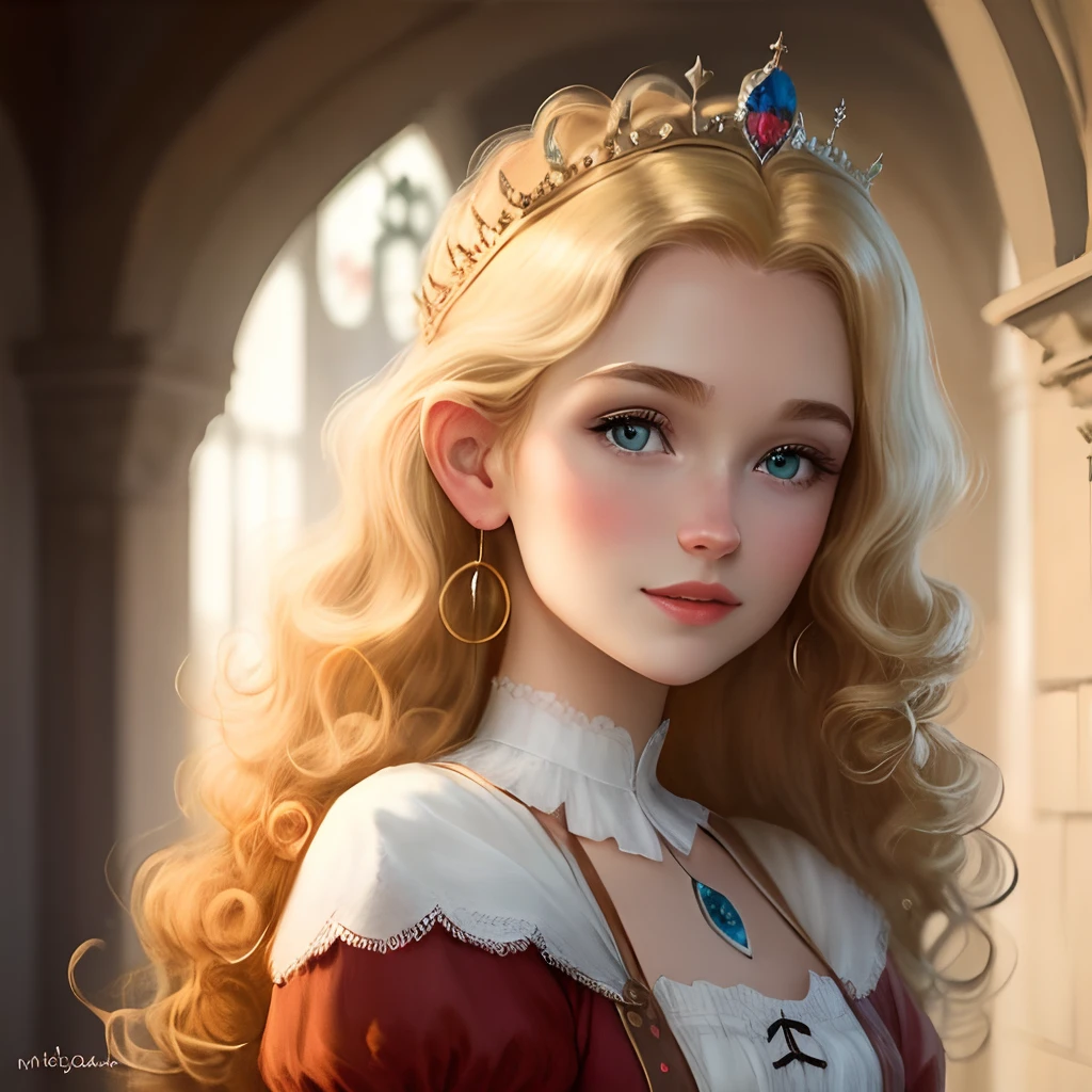 Curly haired, blonde midieval princess