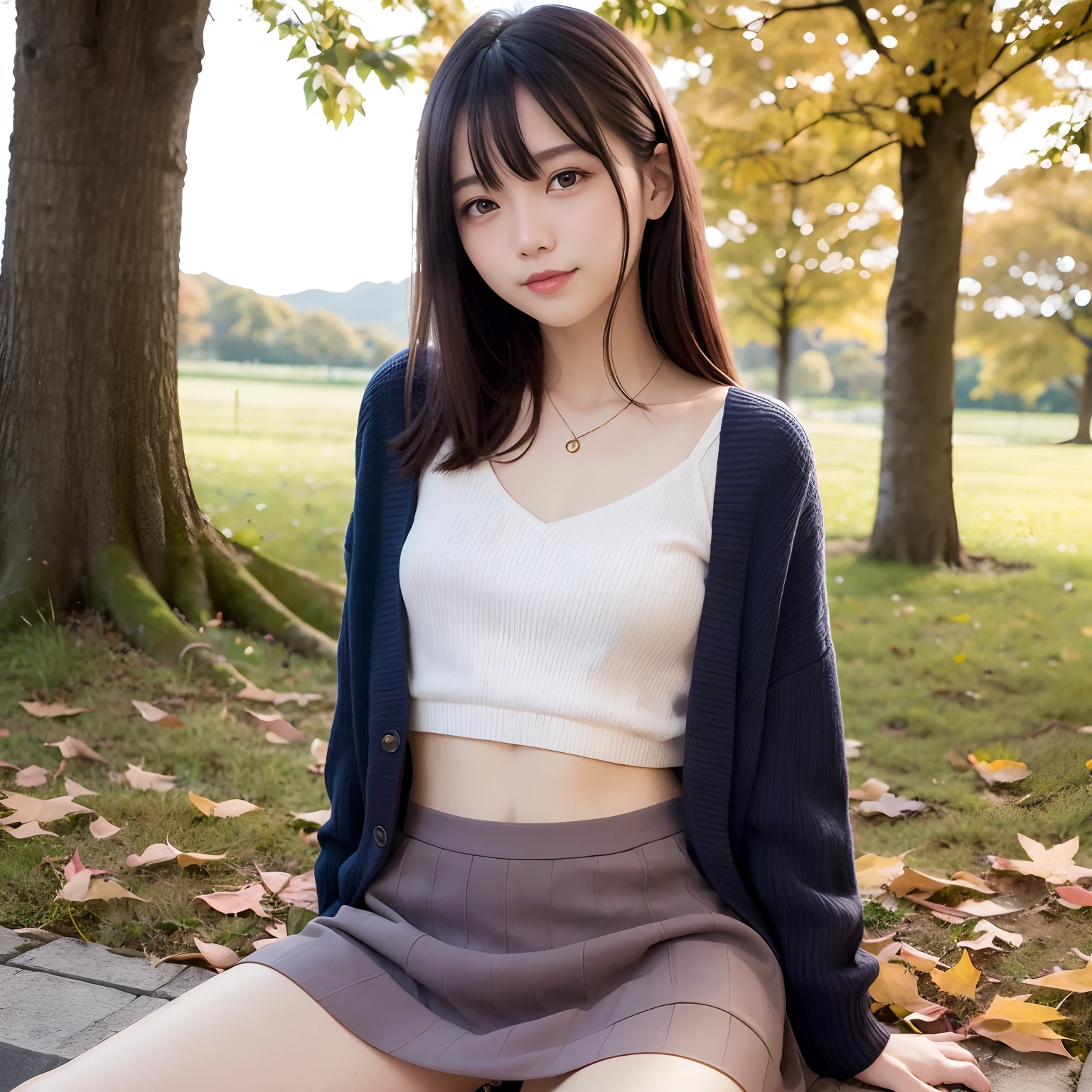 1girl in、(Japanese girl sitting on a bench and showing off her panties)、(bokeh dof:1.1)、Parted lips、deadpan、realisitic、tights、skirt by the、sky line、realisitic、アップskirt by the、skirt by theリフト、top-quality、​masterpiece:1.3、超A high resolution、Angle of view from below:1.4、Panties close-up:1.4、embarrassed look、The background is a night view、((Spread your legs to the sides:1.4))