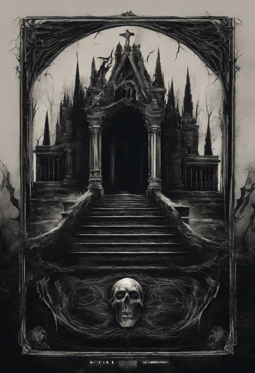 Gloomy cover for a metal band disc, occult black metal, world apocalypse, collapse of people's hopes, religious crisis, black colors, poster of a dark metal band