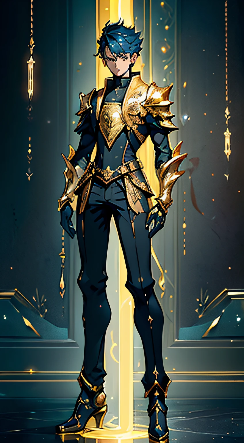 ((Body Portrait))、((1boy)), Sorcerer, Golden+Pearl Clothing, Stylish and unique,arma, Magic Stuff, (masutepiece), (Best Quality), 4K, Ultra-detailed, (Step-by-step design, Layout art), (Luminous lighting, Atmospheric lighting), Final Fantasy style, Magican, ((Gloves Full Hand)), fran, toView, (((Revealing clothes))), vambraces, Armored legwear, (((full_Body_shot))), rainbows, View, masterpiece, top-quality, hightquality, hight resolution、Body Portrait、Different moving poses with movement、