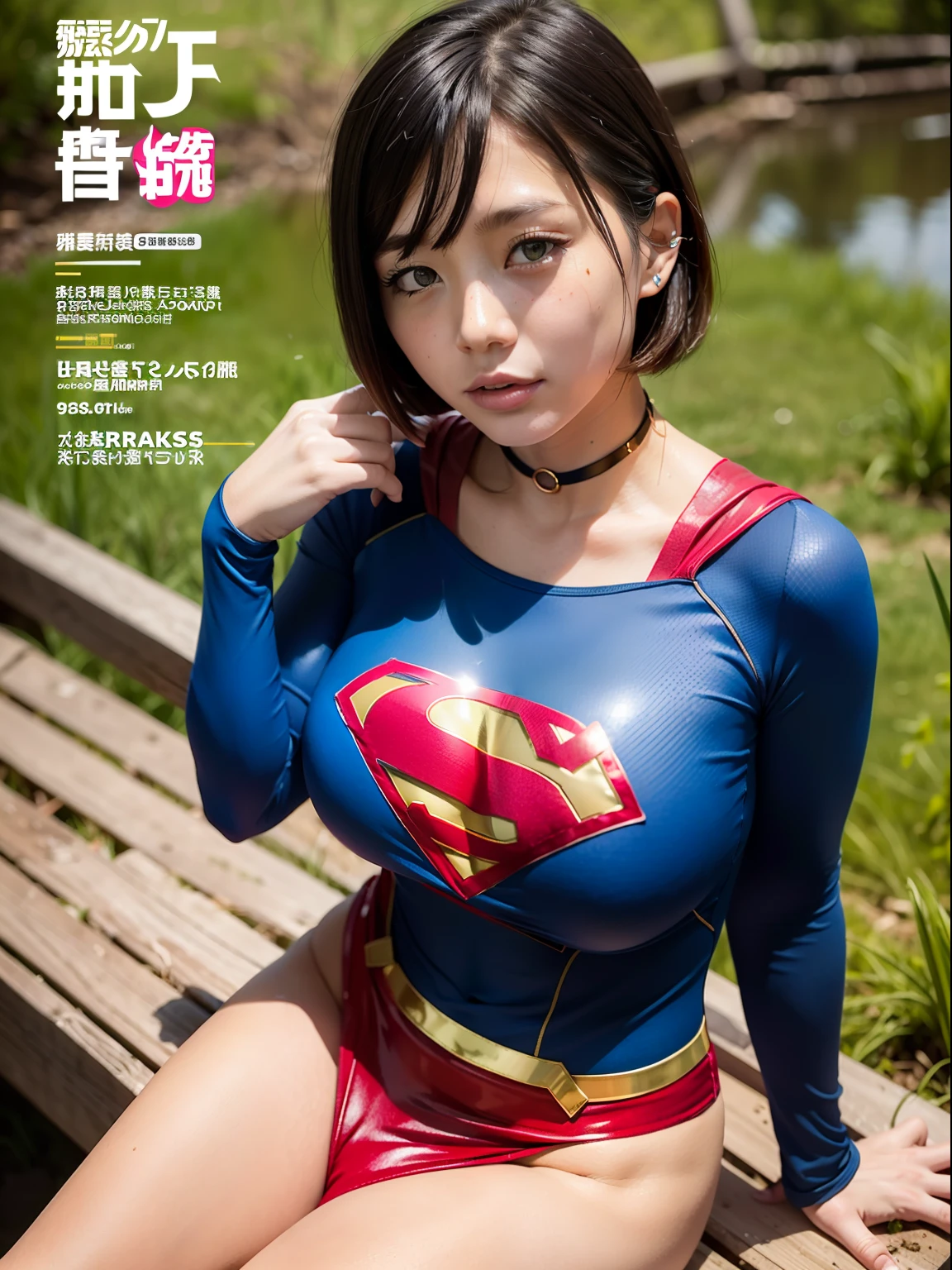 of the highest quality, masutepiece,Short-haired Supergirl sleeping in a swamp、large full breasts、a choker、Looking at the camera、Enamel costume、Mud stains、Covered in mud、Exhausted、Weekly magazine cover、masturbation、cum on、a miniskirt、sexy  pose、Bukkake、Covered in  、syncope、Fayue、