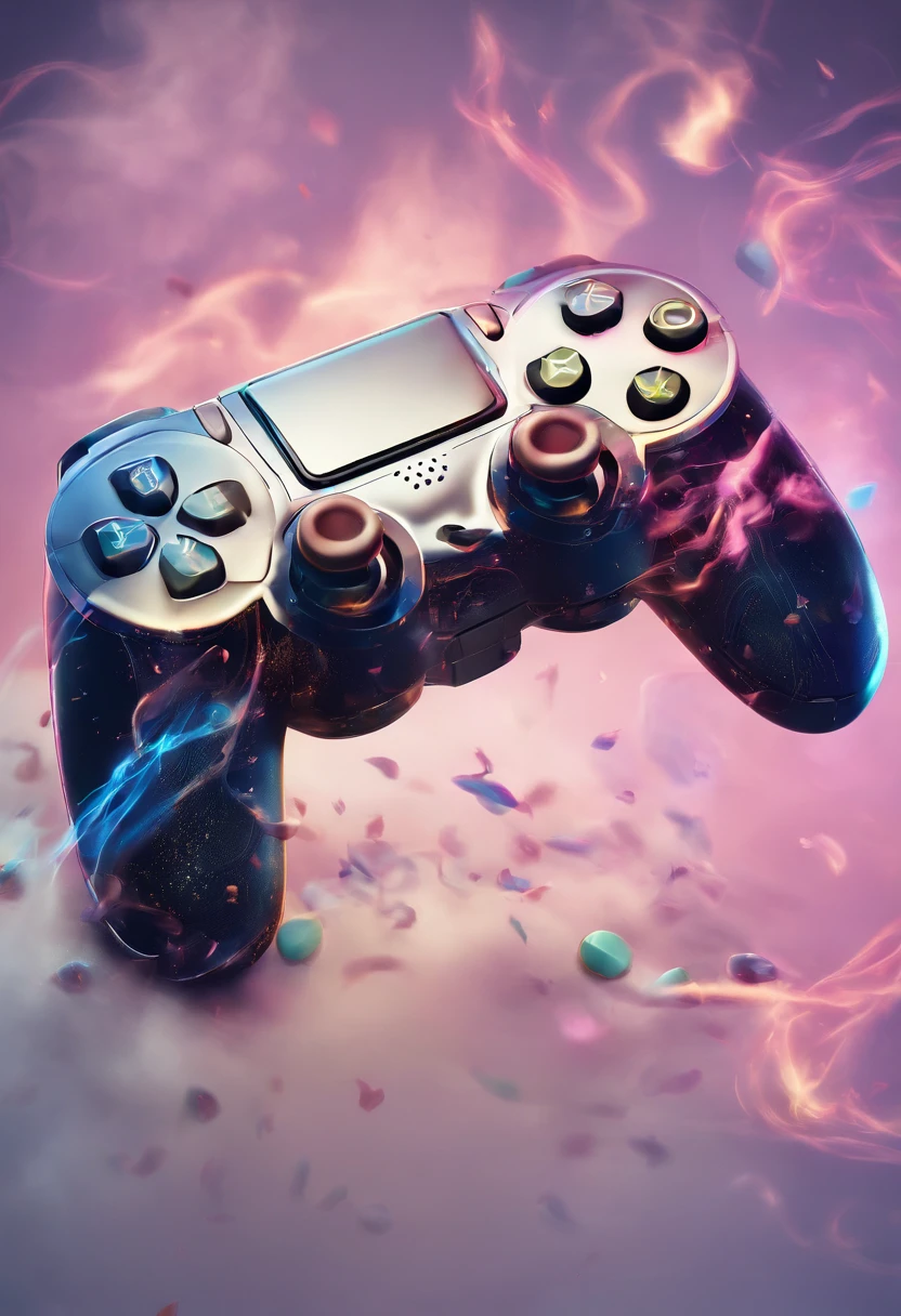 A closeup of a video game controller with lots of smoke, Player aesthetics, Tema jogador, para ps5, jogos, Controladores, HQ 4K papel de parede do telefone, capa de videogame, joga videogame, controle de videogame, Playstation, brilho colorido, game aesthetic, Jogos, arte digital de videogame, video - game, jogador, gotejamento de cores, Video game style, Number 10 in the background