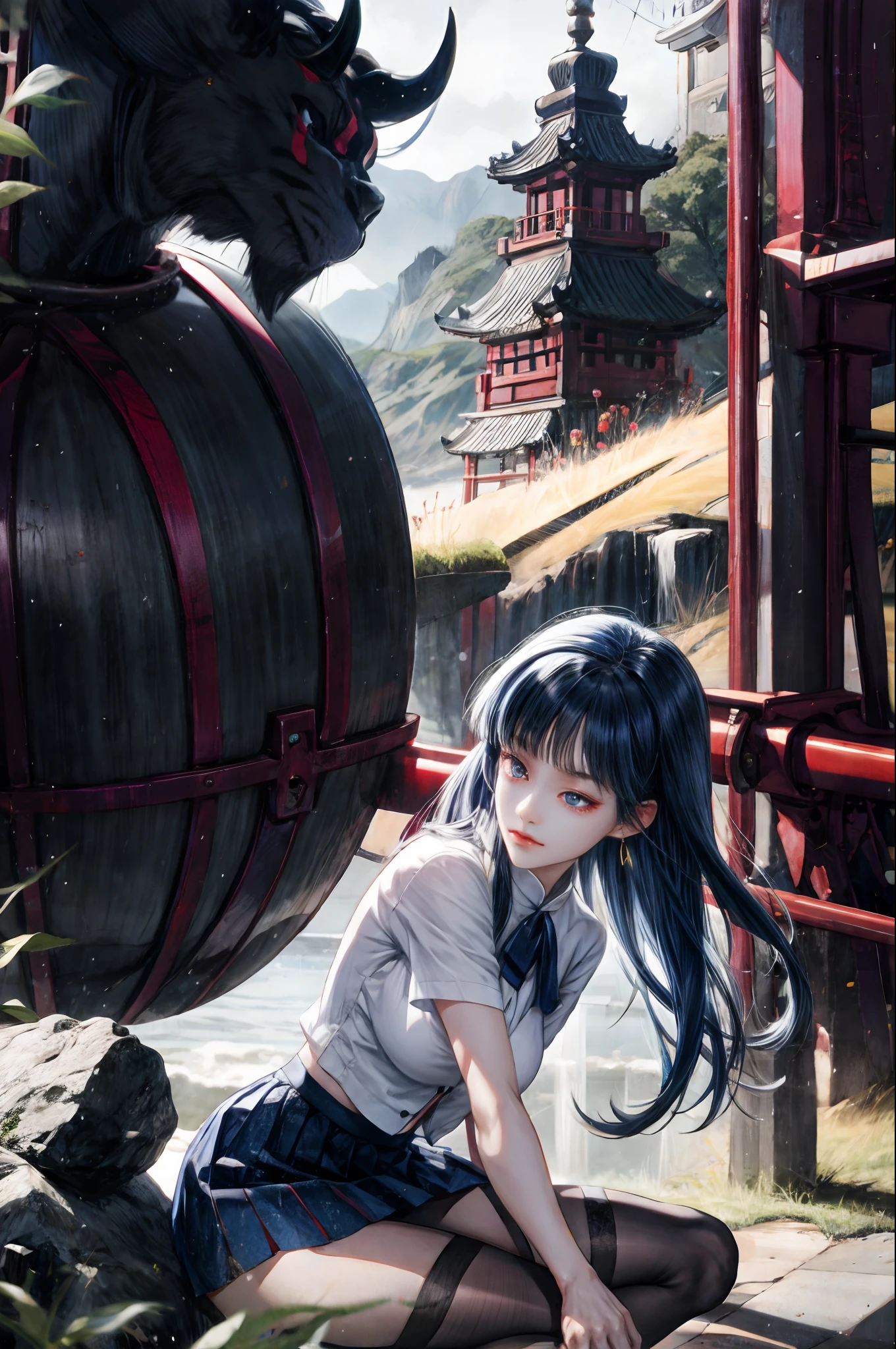 Xiao wu, Anime, BigBreast, LiftingSkirt, Openlegs, Stockings ,Bestscenery