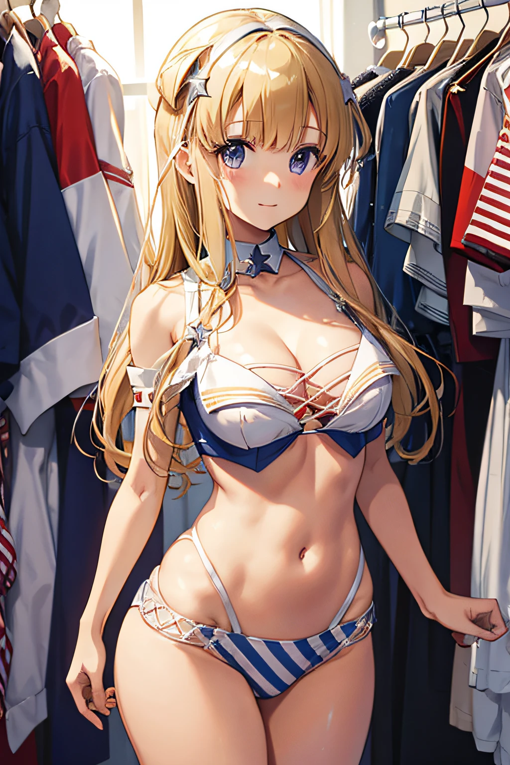 Stars and Stripes Bikini、is standing、dress room