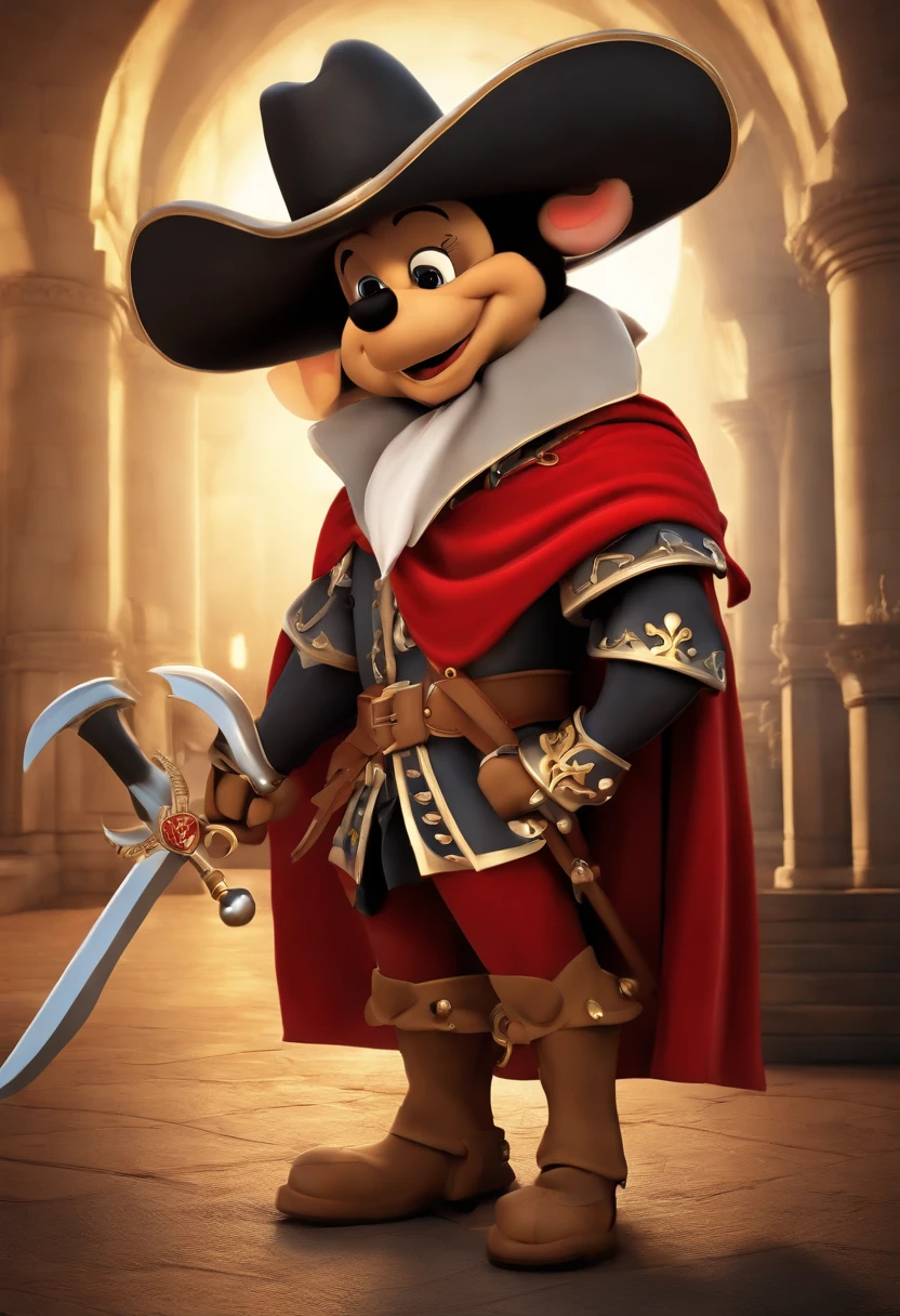The mascot of the Corinthians football team is the "Musketeer," representing the team's strength and unity. The Musketeer is a historical character who symbolizes struggle and determination, values associated with the club. He is often depicted in period costume, as a musketeer, with sword and red cape. Disney Pixar 3d style