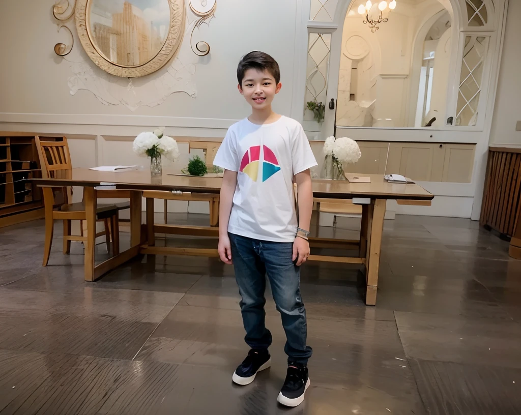 Boy wearing a white-sleeved shirt