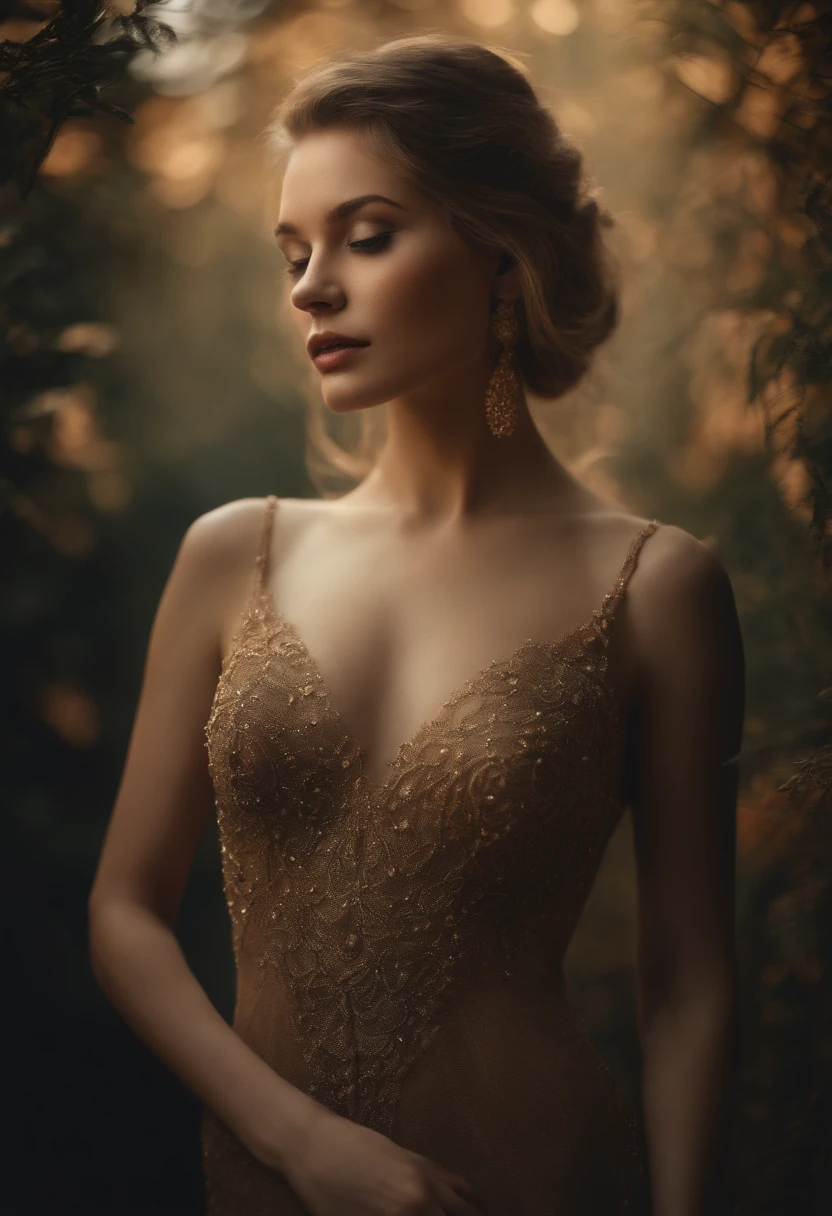 beautiful woman, partially nude, visible nipple, artistic illustration, ultra-detailed, realistic, vibrant colors, soft lighting, studio setting, elegant pose, long flowing hair, sensual expression, delicate jewelry, fine linework, bokeh background.