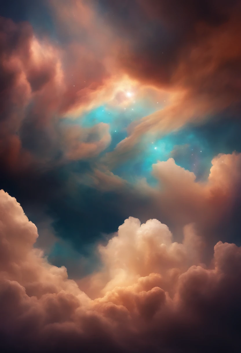 a digital painting of cosmic clouds in a universal sky, in the style of art deco surreal art