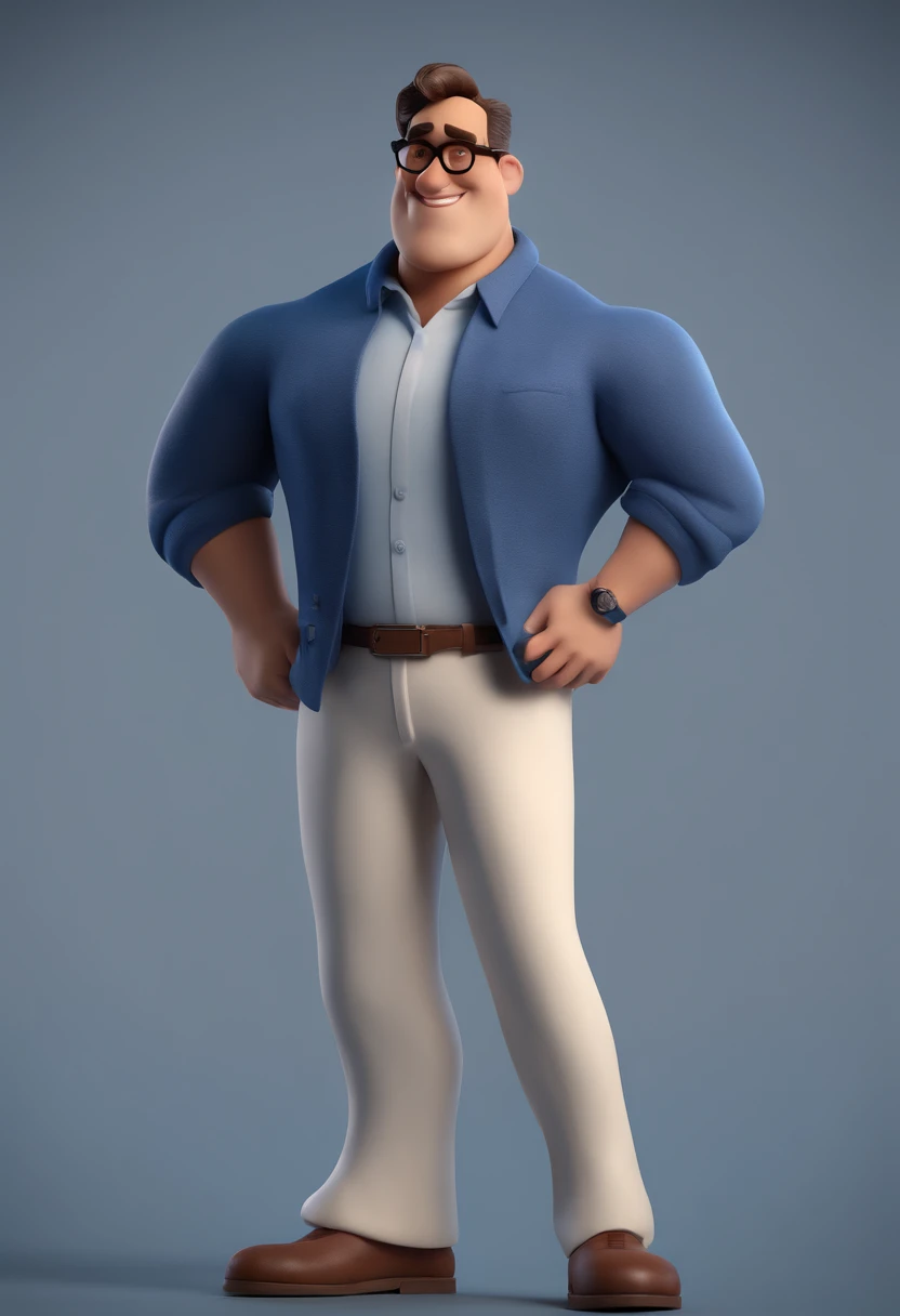 Cartoon character of a man with black glasses and a blue shirt, animation character, Caractere estilizado, animation style rendering, 3D estilizado, Arnold Maya render, 3 d render stylized, toon render keyshot, Personagem 3D, Personagem 3D, 3d rendering stylized, 3 d character render, personagem de desenho animado, Personagem de close up, Pose de personagem, (Estilo Pixar) (master part:1.2) (Bokeh) (best quality) (pele detalhada) (textura detalhada) (8k) (argila) (Cinematic lighting) (foco nítido