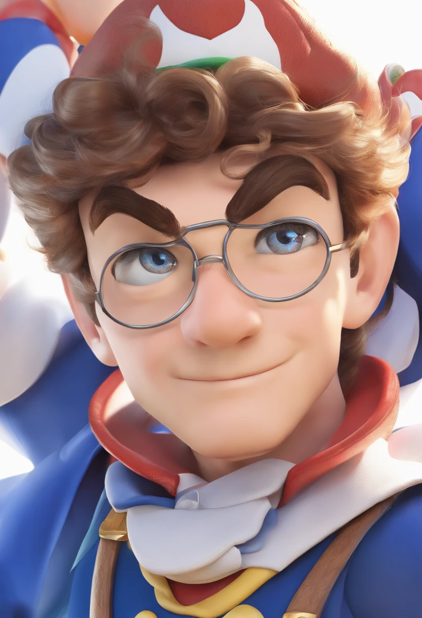 ((best quality)), ((master part)), ((desenhos animados realistas)), ((Personagem perfeito)) - Um retrato frontal meticulosamente detalhado e realista de um homem com cabelo ralo, uma camisa com belas texturas. O homem olha diretamente para o espectador, Establish a strong and confident presence. The image captures their distinctive facial features, Accurately showing the brightness of your blue eyes. A camisa preta sexy, aumentando o profissionalismo do retrato. This portrait is presented in stunning 8K UHD resolution, Ensure clarity and unique protection.