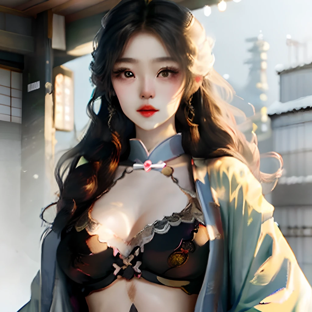 Japan beauty with big boobs and long black hair