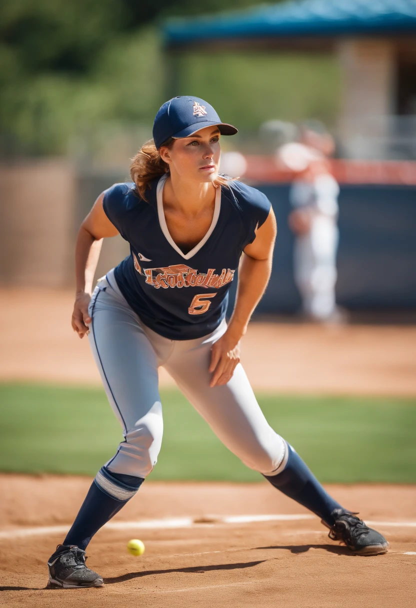 Masterpiece, (watercolor:1.3), (short stack:1.1), forward facing, eyes on camera, serious expression, (action shot:1.4) , (upper body strength:1.3), contrapposto (tattoo:1), softball pitcher, auburn hair, green eyes, (string bikini:1), pitching a softball at viewer, (focus on softball in foreground:1.4), sunny, natural lighting, High definition, excellent resolution, excellent quality, insane detail, semi realistic, postprocessed, crisp face, facial features, extremely detailed, facial features