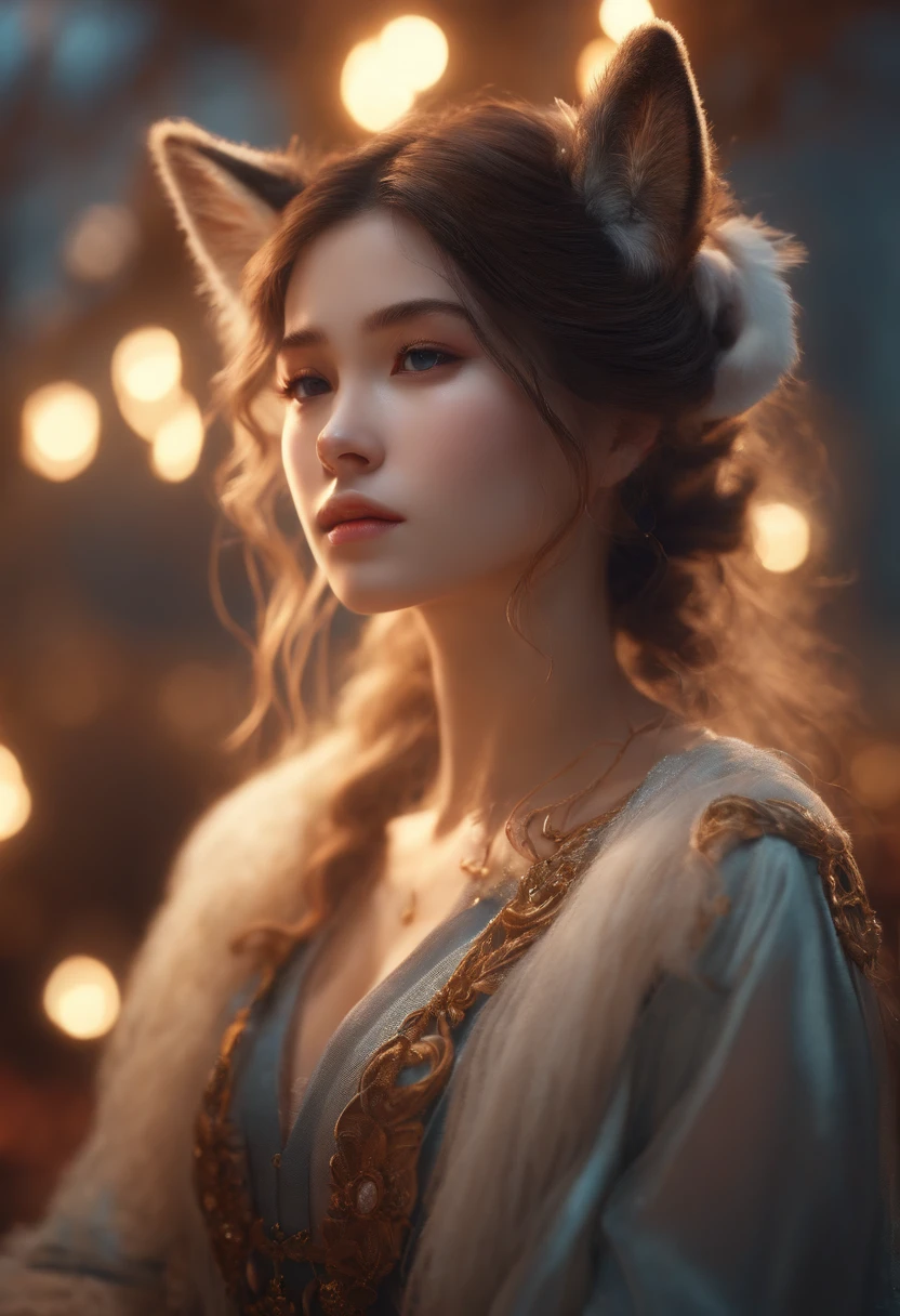 Original, intricate detailes, Illustration, masutepiece, the Extremely Detailed CG Unity 8K Wallpapers, Highlight, sharp, Dynamic, Bokeh, , Beautiful girl with animals_Ears and hair_ornament detached