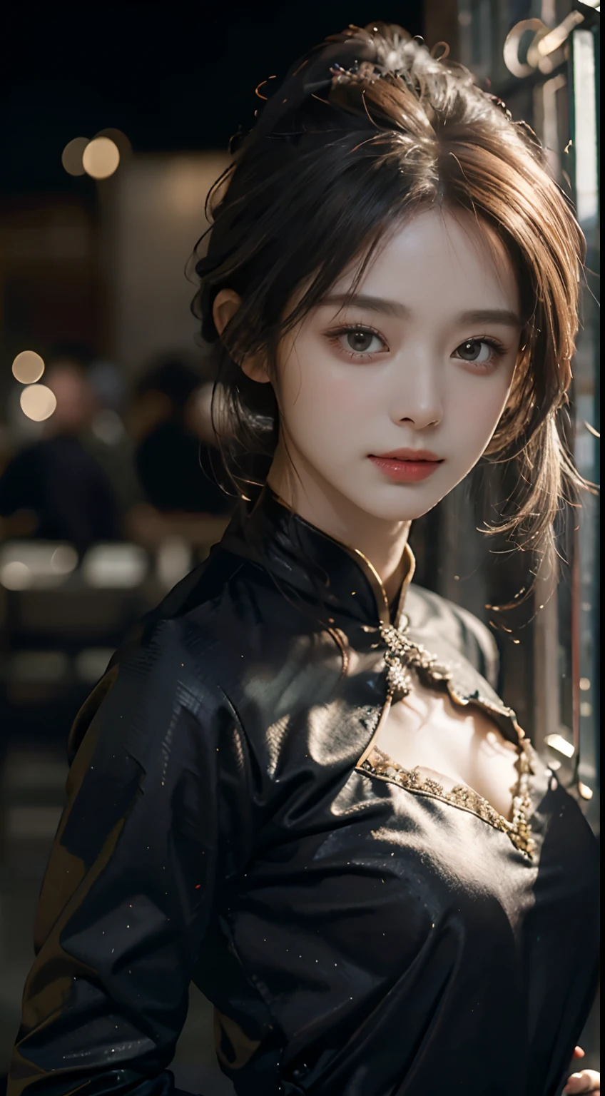 Best Quality, (RAW Photos: 1.2), (Masterpieces: 1.4), (Realistic: 1.4), (High resolution: 1.4), Chinese actress Grinaza, depth of fields, Intricate details, 8K, Very detailed, Perfect Lighting, Epic background, 1.3, Student clothing, Hands grabbing the chest 1.5, Hands gripping the chest, Grab the deformation of his chest, Eyes that show signs of longing 1.5