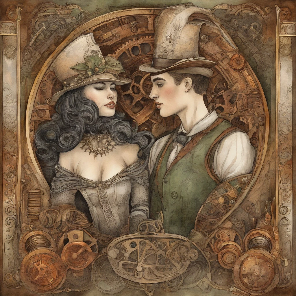 A close up of a painting of a man and a woman - SeaArt AI