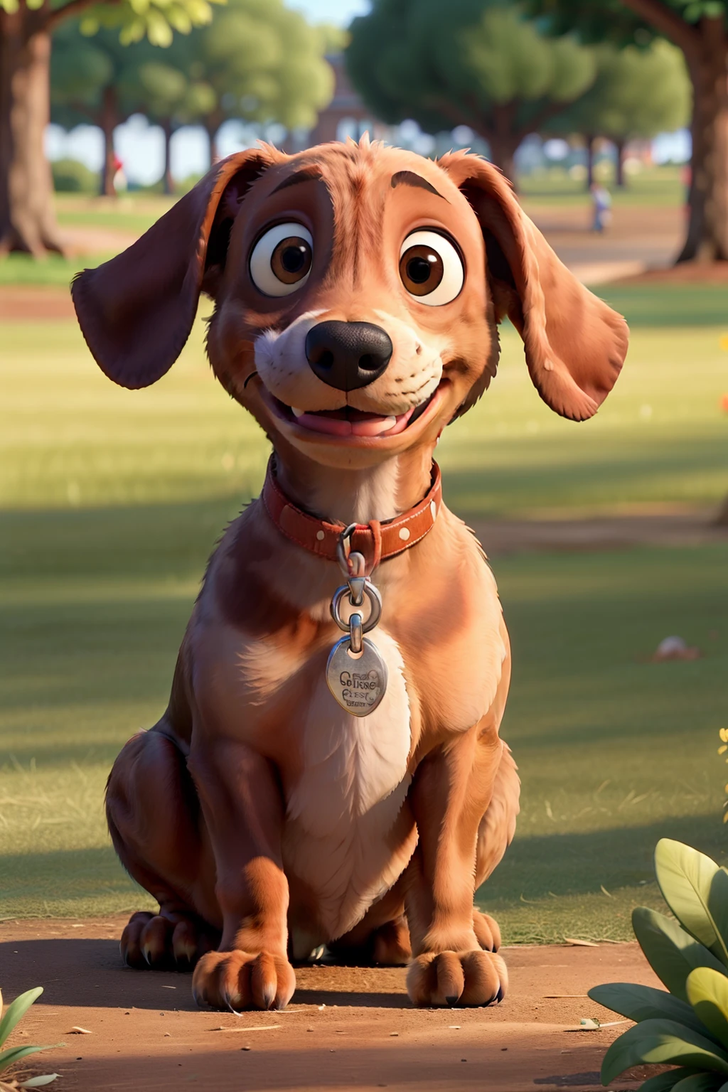 Obra-prima, de melhor qualidade, uma dachshund arlequim, Playing with stuffed animal in the park