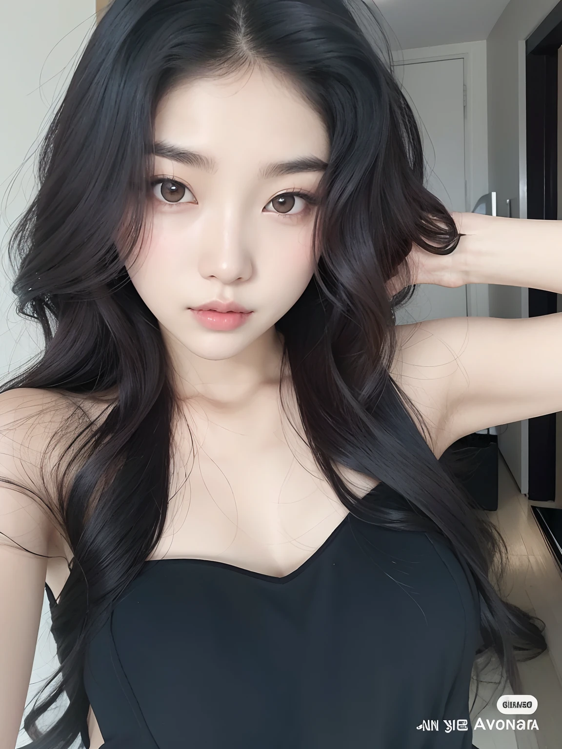 Un primer plano de una mujer con el pelo largo con un top negro, Jaeyeon Nam, Hermosa mujer surcoreana, Hermosa joven coreana, Chica coreana, Hermosa joven coreana, Heonhwa Choe, Jinyoung Canela, Wan adorable cara coreana, ulzzang, Mujer coreana, Lee Ji-eun, Lee Ji - Eun, Hwang SE - EN, Taejune Kim