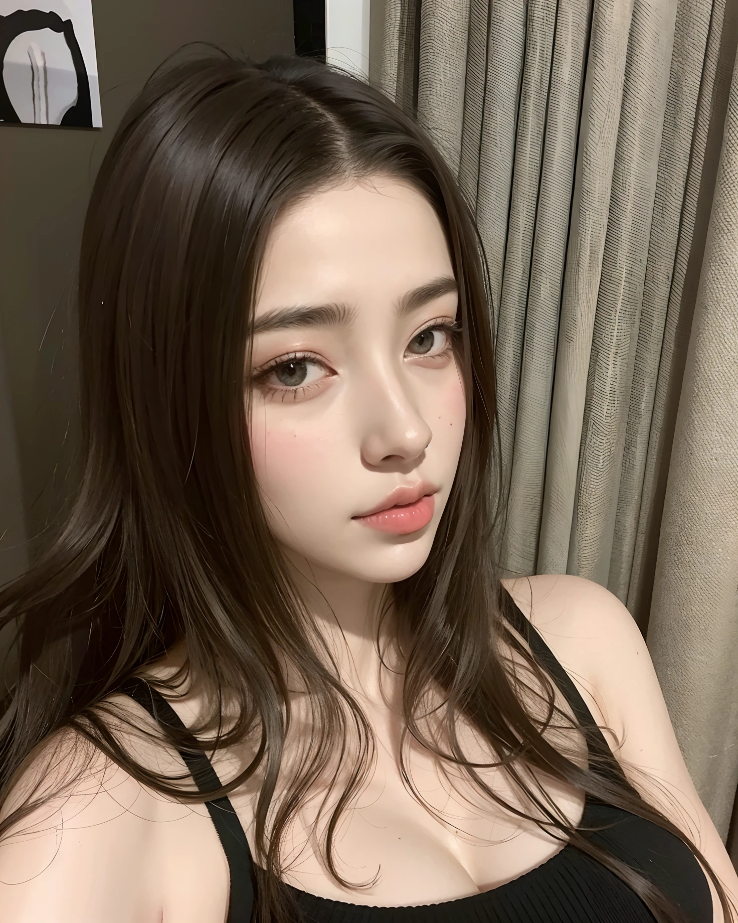 ((top-quality, 8K, tmasterpiece: 1.3)), The large胸美丽, 1 girl, The large: 1.3, Slim abs: 1.1, dark brown  hair, (Lie down in bed, Stand upright with legs open: 1.2), Super detailed face, Highly detailed lips, 詳細な目, 二重まぶた, Bra red, Wet, perspired, Orgasmic face, band, Lie on the floor