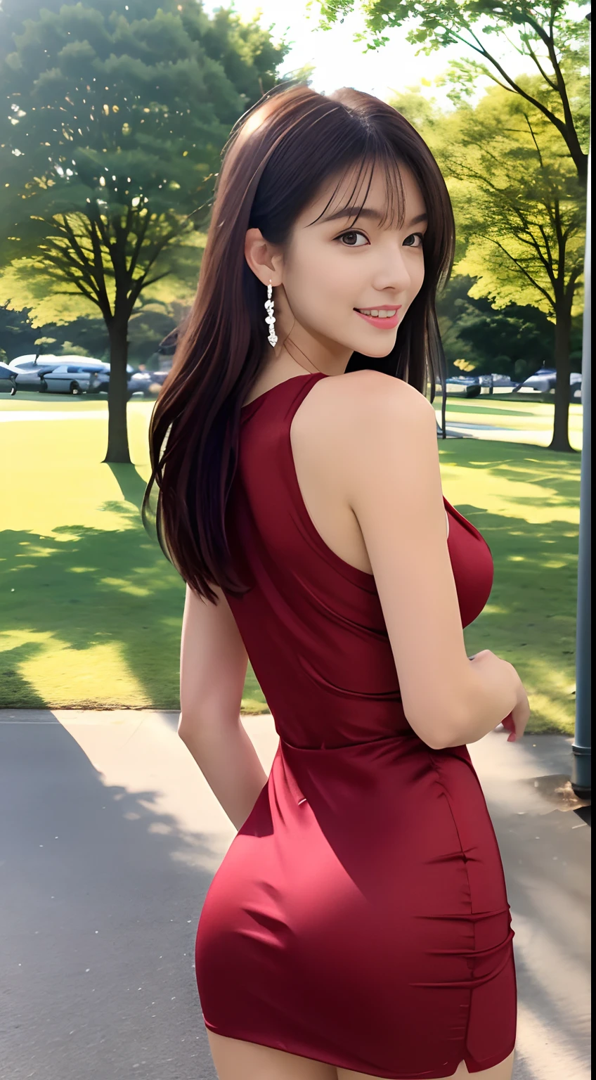 8K, masutepiece, Raw photo, Best Quality, Photorealistic, depth of fields, Cinematic Light, (beautiful countenance, Beautiful lips, beautidful eyes:1.5), Detail Face, ((Ultra detailed skin)) 1girl in, In the Dark, deepshadow, cute Japanese girls, JPOP Idol, 1 girl,Keep your hair up、 (Very slim and slender fit muscular body:1.3), ((Looking at Viewer)),(Big smile:1.3), (Neon sign), (Blurred background), (Fashion Street Night),(No people in the background:1.4),（（（（Sheer ）））） Beautiful earrings, Bracelets, Necklace, Walking, (pale skin), (Big eyes), Walk here, (Brown hairs), (Full body shot), ((Red silk dress:1.3)), ((tight fit dresses:1.4)), (Looking at Viewer:1.3) 、(Short skirt length、The wind twisted the hem of my skirt:1.4)、opened breast, Very slim, medium breasts, backtrack, (Back shot), ass forcus, Before the eyebrows,(Tight Dress), (Tight buttocks、thick thighs:1.5)、twin sisters、Hug each other(8K, Best Quality, masutepiece: 1.2), (Realistic, Realistic: 1.37), ultra - detailed, Best Quality, 超A high resolution, Professional Lighting, photon maping, Radio City, physically-based renderingt, Cinematic lighting, Basketball Playground, depth of fields, Sharpness focus, Sunlight, Well structured, (Bokeh: 1.2) 1girl in, Solo, (full body Esbian), (Closed mouth), Beautiful and detailed eyes, Pose, Narrow waist, Basketball suit, Black hair, hair messy, long hair blowing in the wind, (ulzzang-6500:1.2) mix4, hiqcgbody