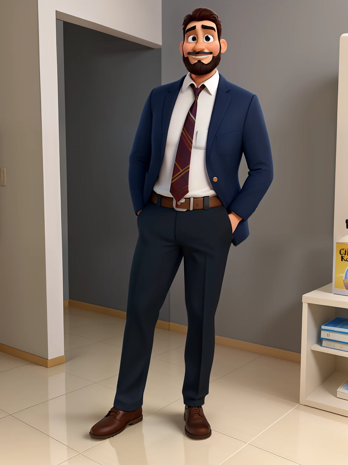 Poster no estilo Disney pixar, alta qualidade, melhor qualidade, homem sexy branco, 30 anos cabelo grisalho barba preta, musculoso, with a background in Italy