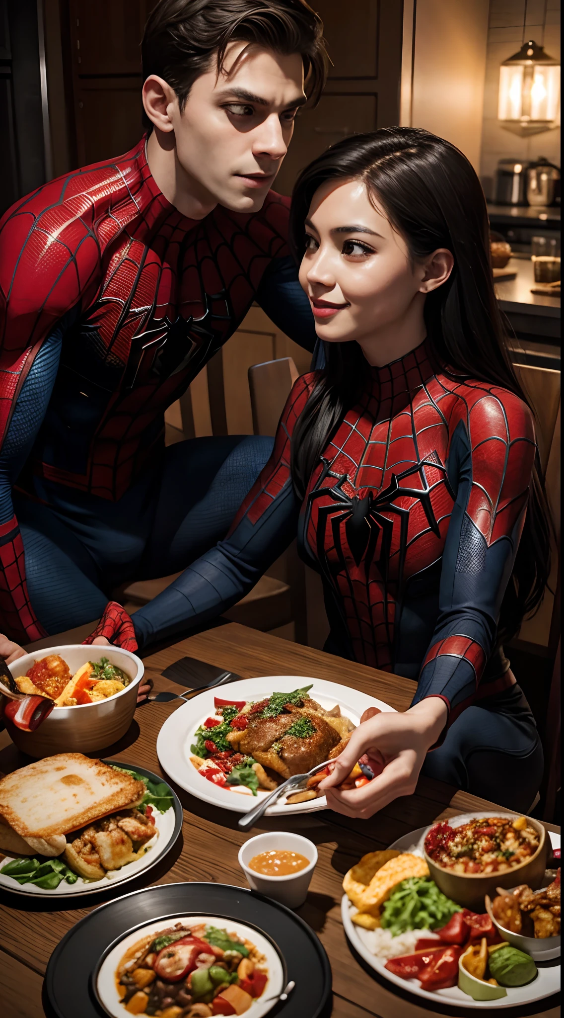 Spiderman dinner with wife