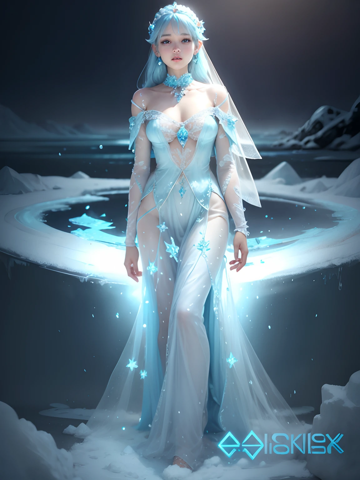 Fairy princess, snow, ice, icy breath, mist breath, cotton, ice blue, rings, skin, 24k