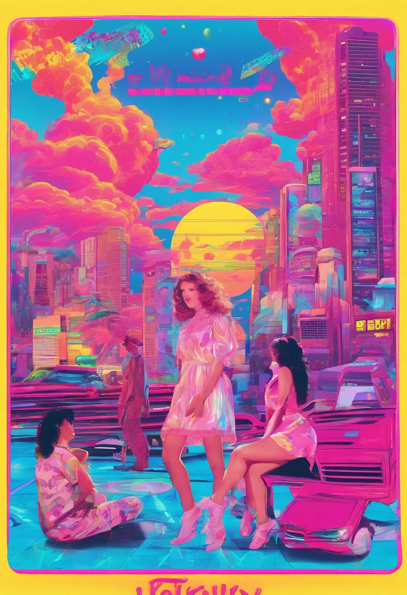 "Create a vivid, retro, cyberpunk and captivating description of a young couple, peacefully dancing, dressed in a retro nightdress. Use your words to paint a picture of the scene, invoking a sense of tranquility, innocence, and perhaps a hint of dreams and imagination. You have the creative freedom to bring this moment to life."