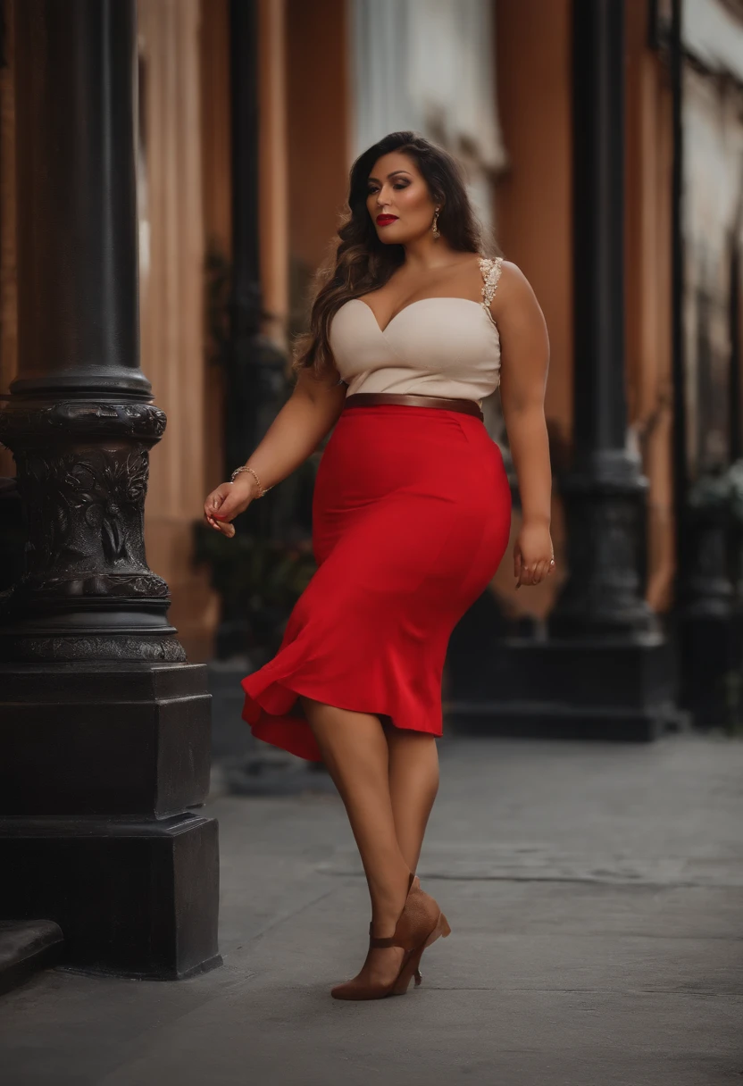 Big woman in red skirt