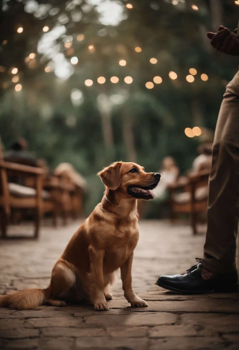 Cachorro feliz com o seu dono