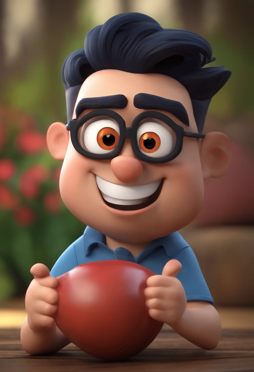 Cartoon character of a man wearing black glasses and a blue shirt, um personagem animado, Caractere estilizado, animation style rendering, 3D estilizado, Arnold Maya render, 3 d render stylized, toon render keyshot, Personagem 3D, Personagem 3D, 3d rendering stylized, 3 d character render, personagem de desenho animado, Personagem de close up, Pose de personagem, (Estilo Pixar) (master part:1.2) (Bokeh) (best quality) (pele detalhada) (textura detalhada) (8k) (argila) (Cinematic lighting) (foco nítido,Senta e vaza a parte superior do corpo