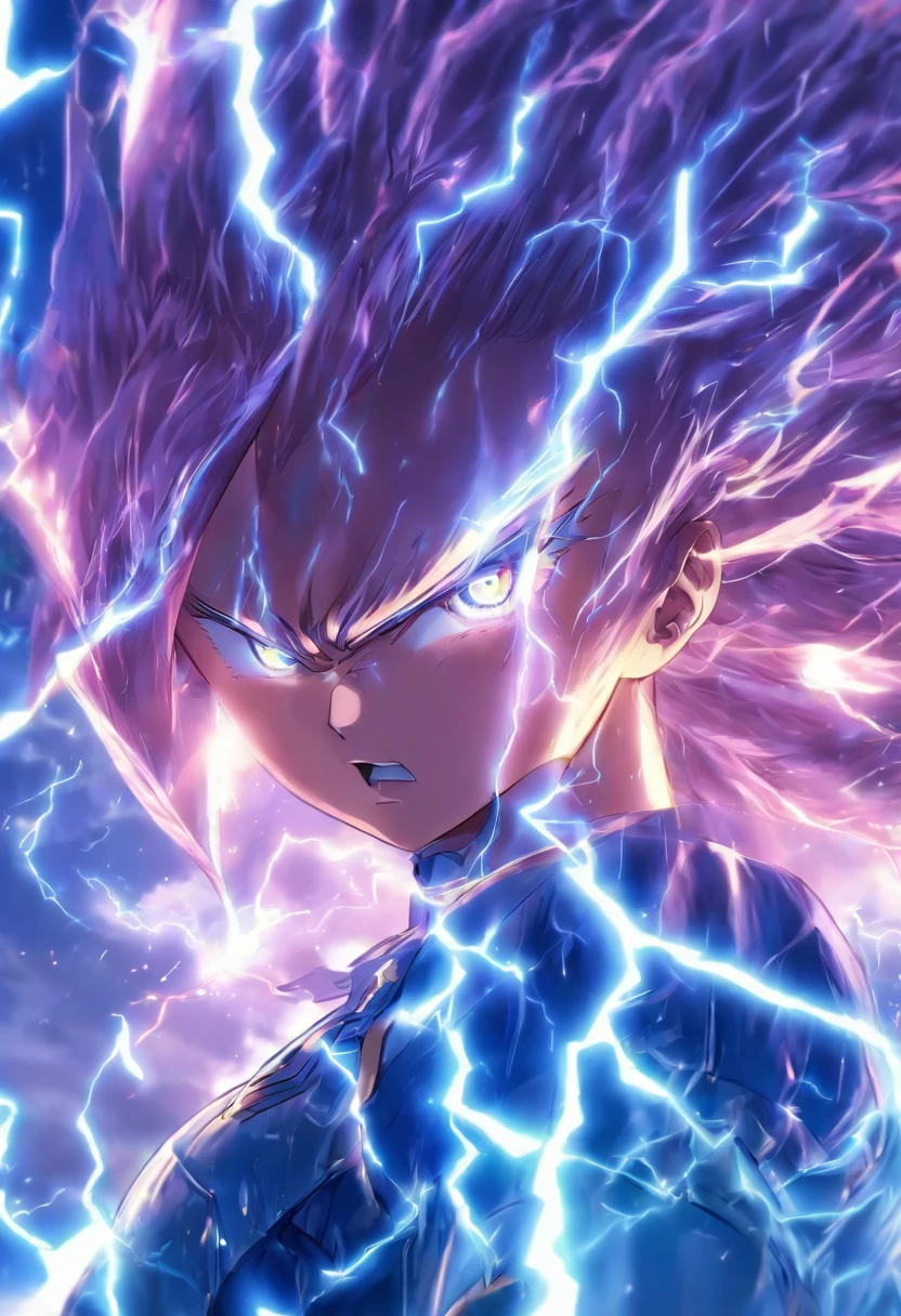 ((Masterpiece)),(Best quality)),Faraway view,Perimeter lightning,Glow effects,Hyper-realistic,Ultra photo realsisim,glow eyes,Decolorization,ink,8K,high quality,OC renderer, yellow lightning, fluttering hair