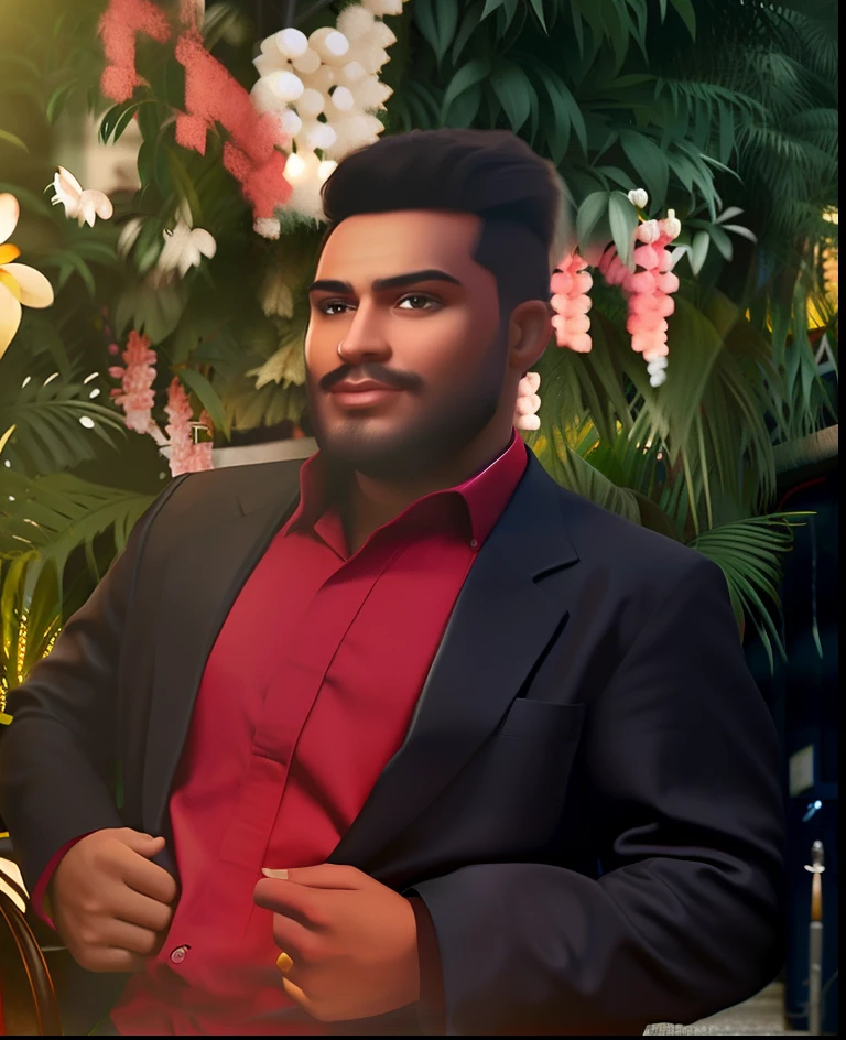 um homem de terno parado em frente a uma parede de flores, Jayison Devadas, Riyahd Cassiem, taken in the early 2020s, Fotografia tirada em 2 0 2 0, Mohamed Chahin, facebook post, Vinayak, Ash Thorp Khyzyl Saleem, tiradas em 2022, suave em _ O pano de fundo