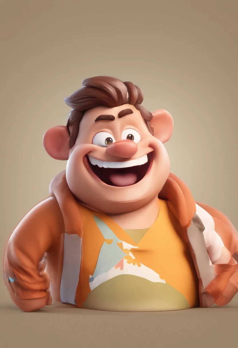 Smiling Man Illustration, sorriso insano, Homem de pele marrom com um sorriso gigante, happily smiling at the camera, sorriso atrevido, he's smiling, sorriso muito grande, Macho sorridente, foto de perfil headshot, rindo sorriso enorme, desenhando no estilo de Arte 3D, c4d, fundo de cor branco puro, estilo disney, estilo pixar render ilustracao Super Detalhe, 8k