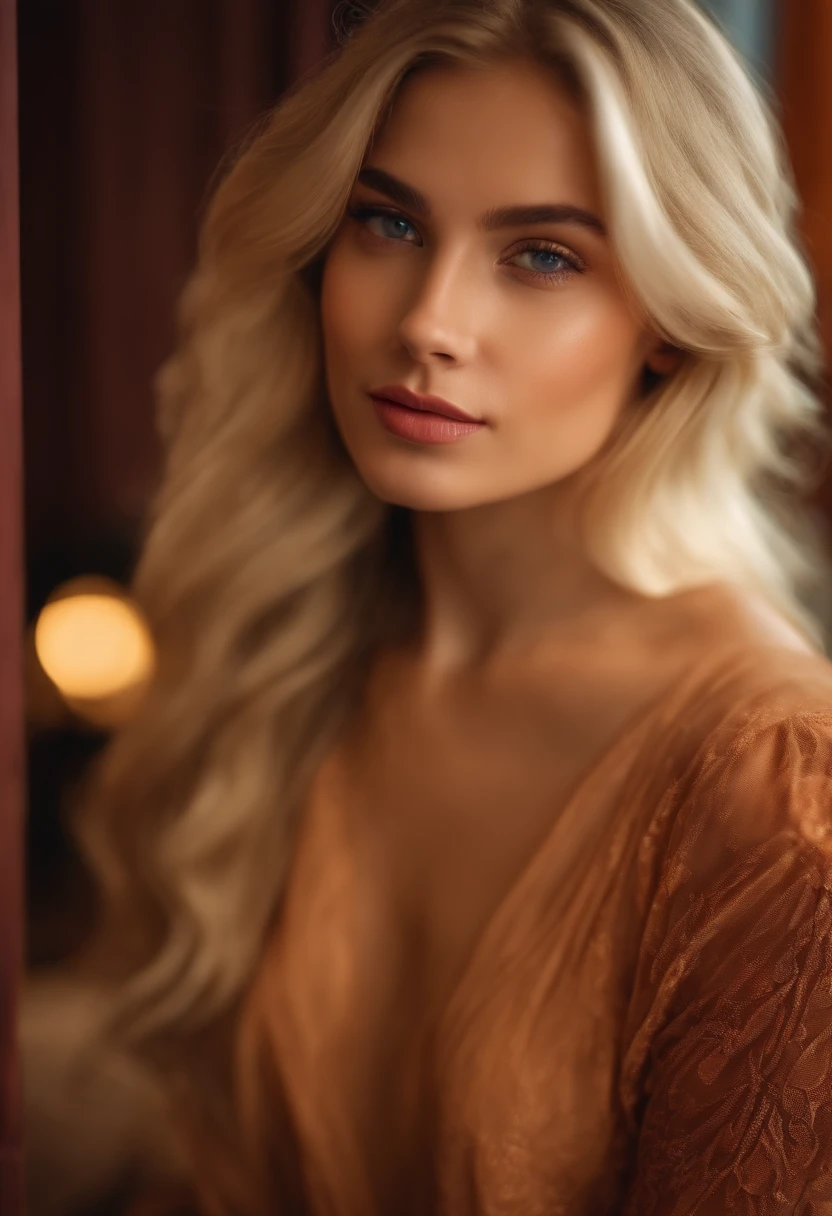 15 year old blonde haired woman in a luxury apartment