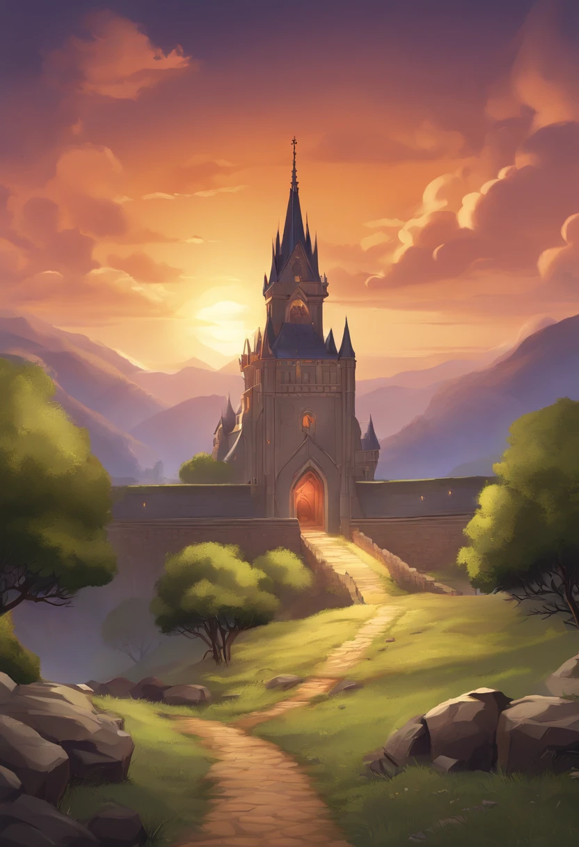 Arte de fundo para jogo 2D, Campo de batalha de fundo, alta qualidade, hd illustration, Fundo do JRPG, fundo do RPG, battle scenery, Game scenario, Estilo anime, JRPG, (((cores simples))), ((Sem gradiente))